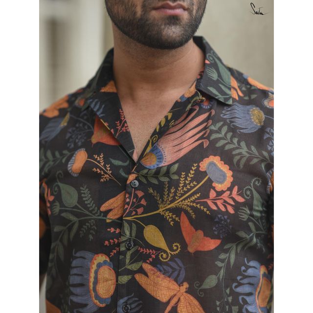 Suta Men's Cotton Shirt | Black - XL