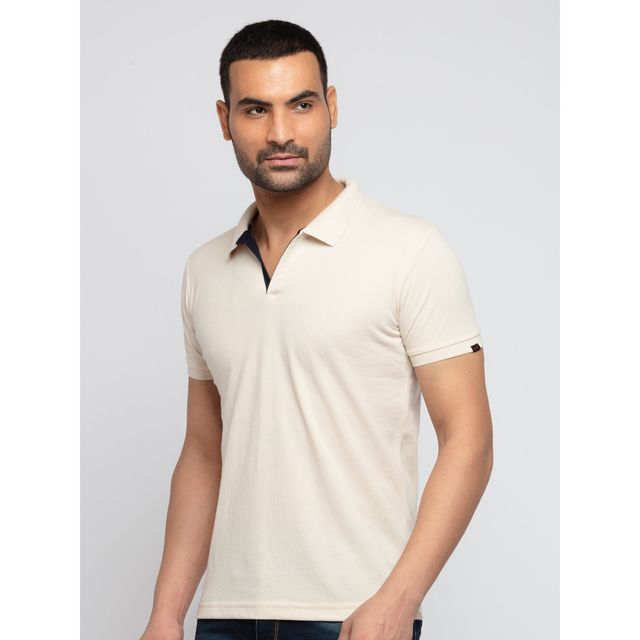 Status Quo Mens Slim Fit Polo T-Shirt | Natural | L