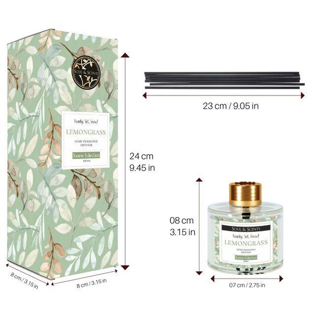 Soul & Scents Lemongrass Reed Diffuser| Rakhi Gift for Brother & Sister