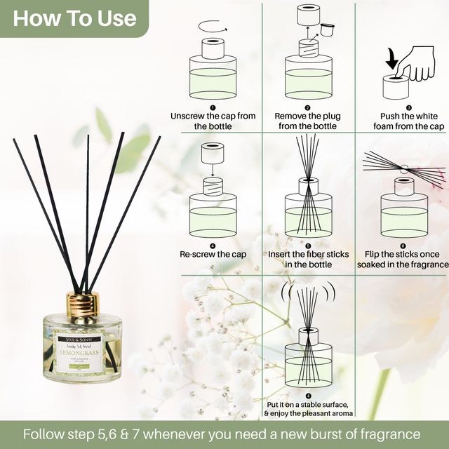 Soul & Scents Lemongrass Reed Diffuser| Rakhi Gift for Brother & Sister