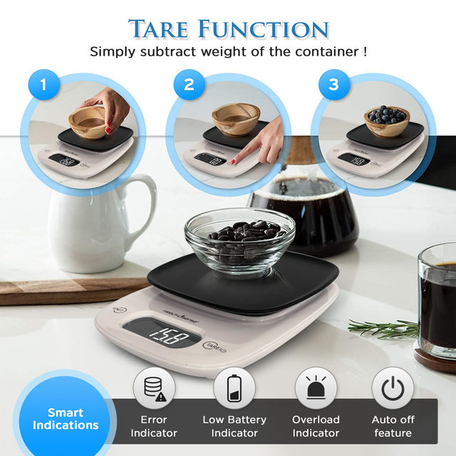 Healthsense Weight Machine For Kitchen,Touch Button, Tare Function1 Year Warranty Chef-Mate Ks 63