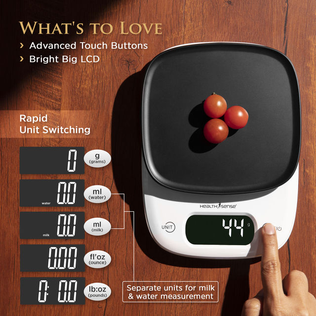 Healthsense Weight Machine For Kitchen,Touch Button, Tare Function1 Year Warranty Chef-Mate Ks 63