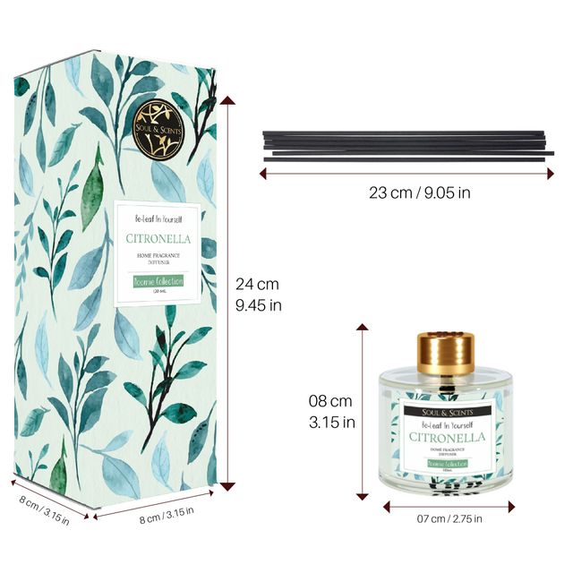 Soul & Scents Citronella Reed Diffuser| Rakhi Gift for Brother & Sister