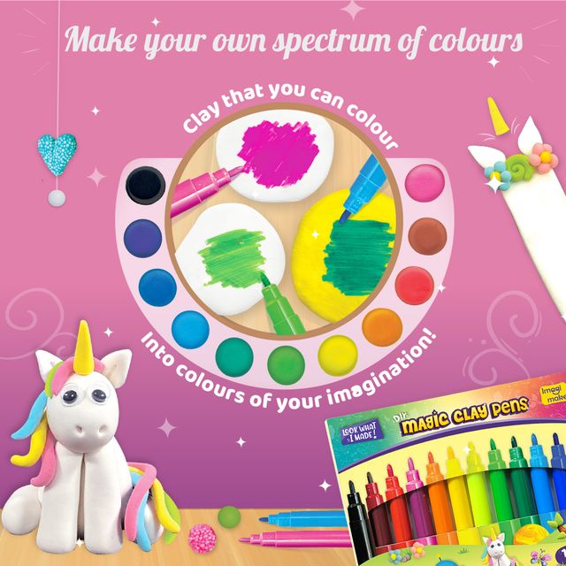 Imagimake Magic Clay - Unicorn Theme Art & Craft Kit | Birthday Gifting Toys for Kids (5+ Years)