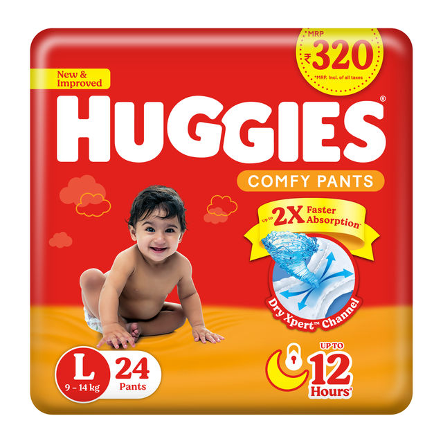 Huggies Comfy Diapers Size For Kids | White | L (9 - 14 kg)