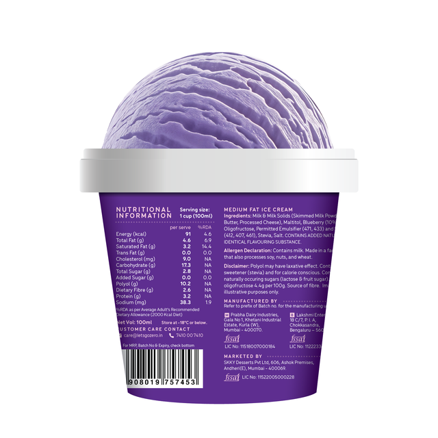 Go Zero Blueberry Cheesecake Low Calorie Guilt Free Ice Cream Cup