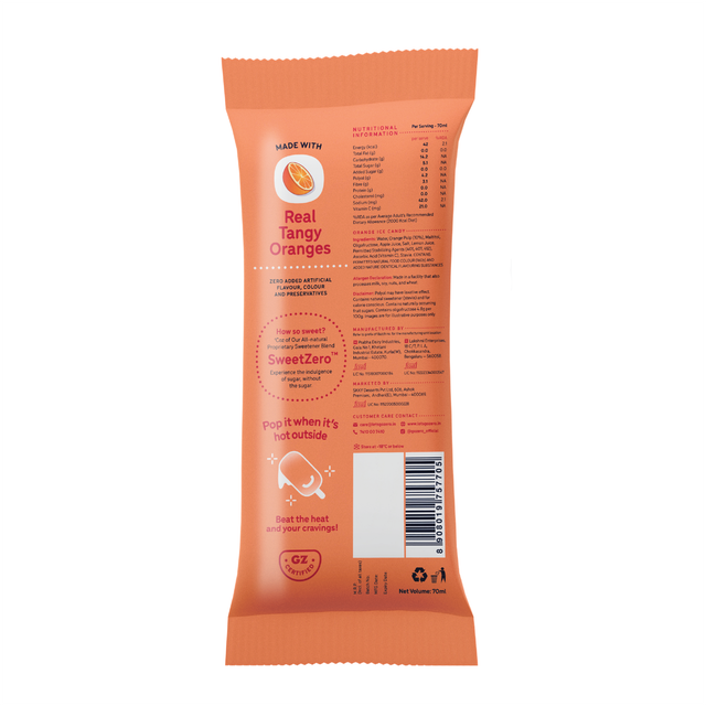 Go Zero Valencia Orange Low Calorie Guilt Free Ice Cream Popsicle 70 ml Combo