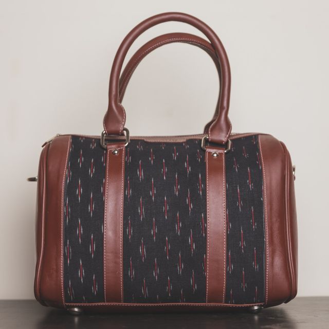 Zouk Women's Ikat Fabric and Vegan Leather 8.1 L Handbag | Multicolour - One Size