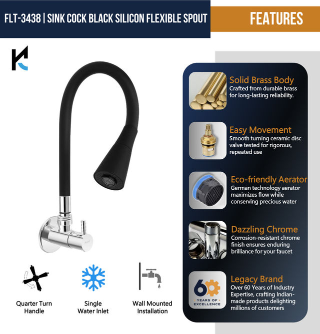 Kamal Flexible Sink Faucet - Flxo Play | With 360 Degree Flexible Silicon Hose and Dual Flow