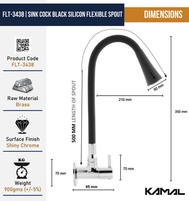 Kamal Flexible Sink Faucet - Flxo Play | With 360 Degree Flexible Silicon Hose and Dual Flow