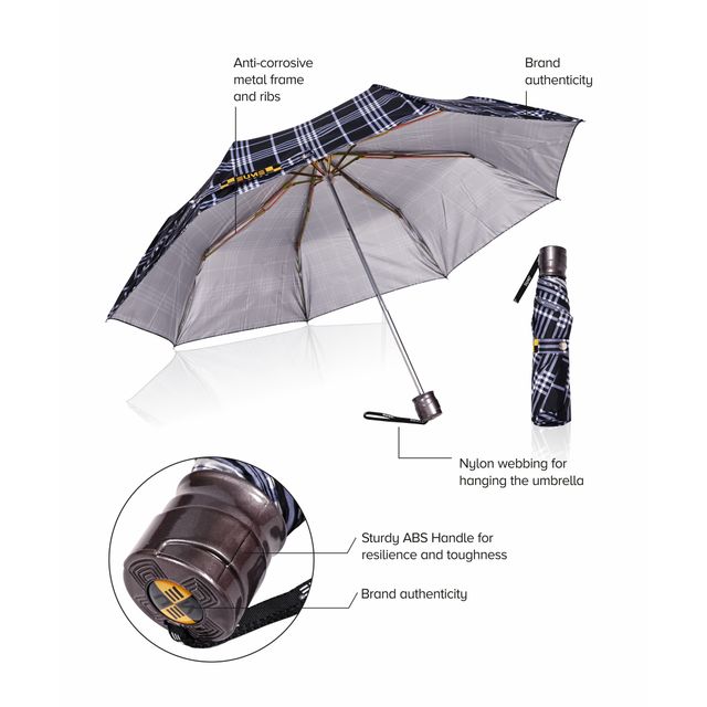 Eume Convoy 21.5 Inch Manual Open Umbrella - Black Checks