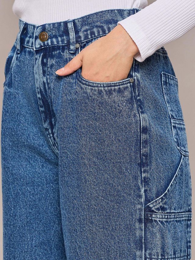 SASSAFRAS BASICS Women's Elasticated High Waist Back Pocket Jeans