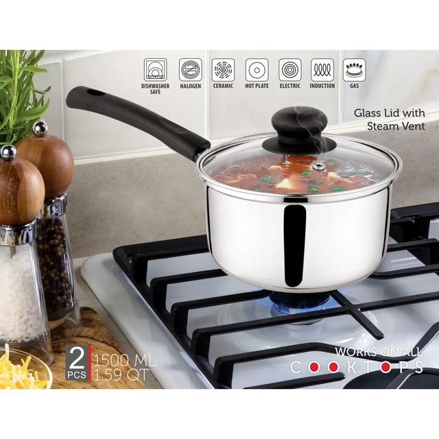 BAY6 Sauce Pan with Glass Lid - 1.5 L