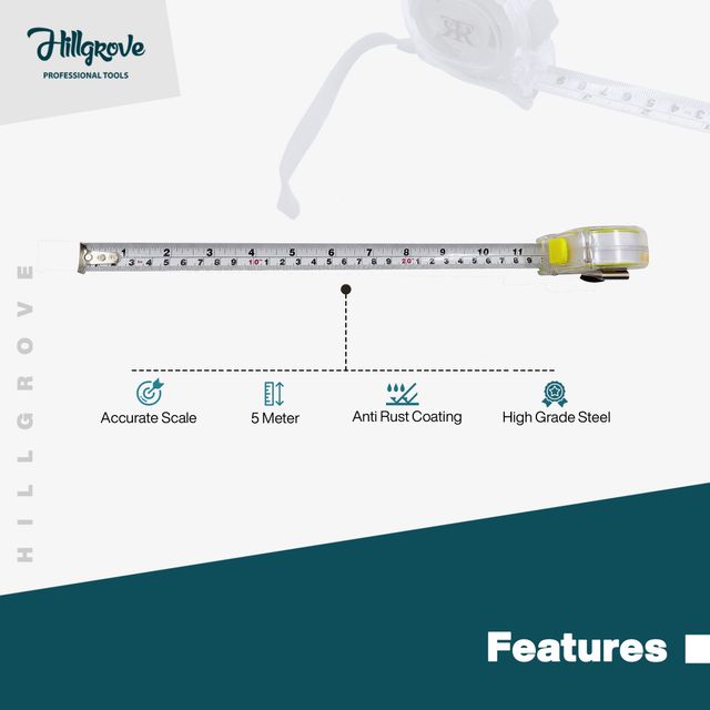 Hillgrove Hzp78M1 5Meter Steel Blade With Auto-Lock Function Measurement Tape