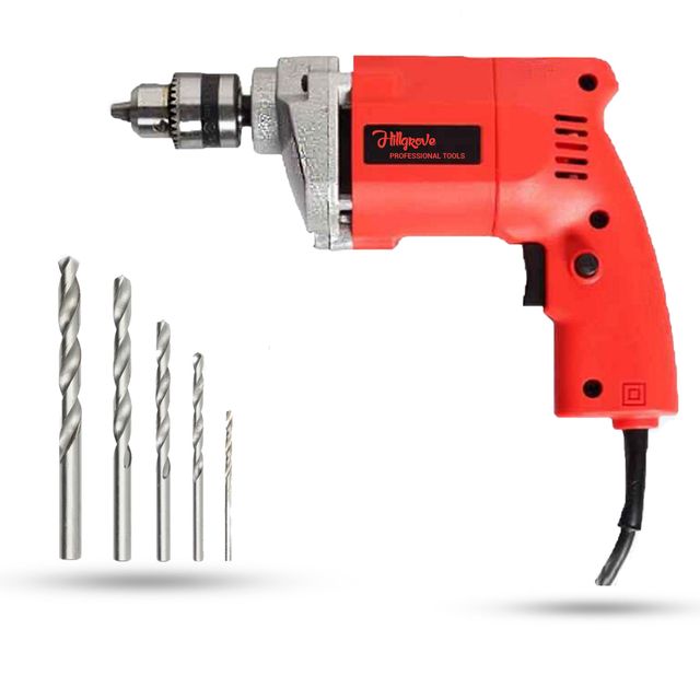 Hillgrove Hzp101M1 500W 10 mm Power Electric Drill Machine With Drill Bits For Metal