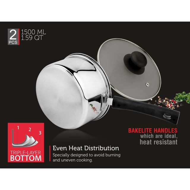 BAY6 Sauce Pan with Glass Lid - 1.5 L