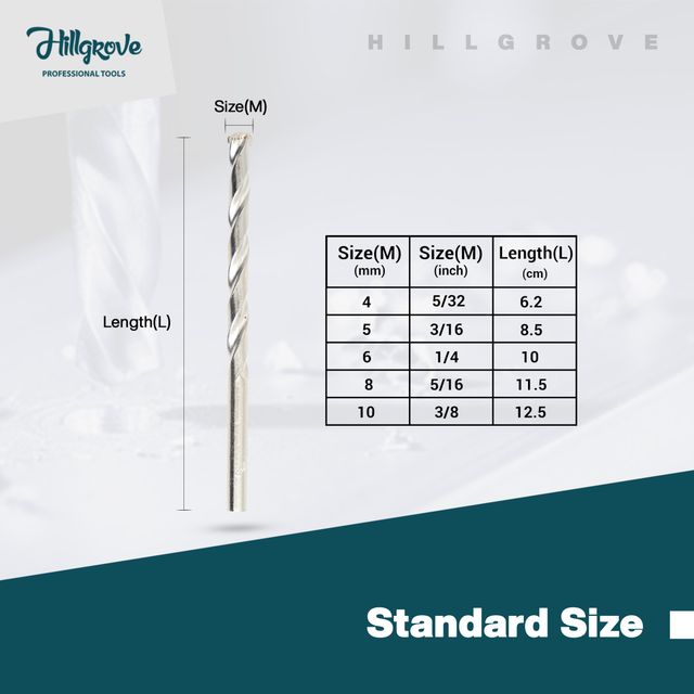 Hillgrove Hzp44M1 Heavy Duty Most Running 5 pcs Masonry Drill Bit Set For Concrete/Wall