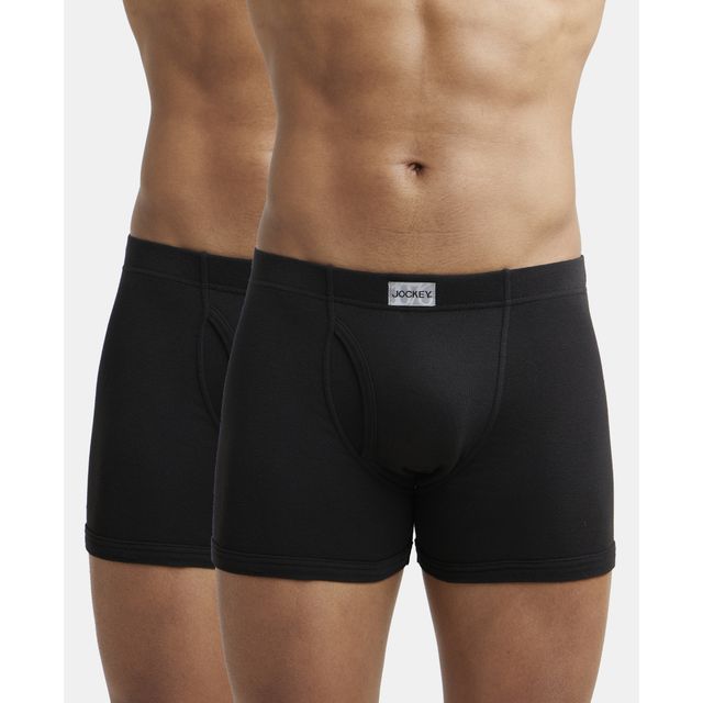Jockey 8008 Men's Super Combed Cotton Boxer Brief | Ultrasoft Durable Waistband | Black - XL