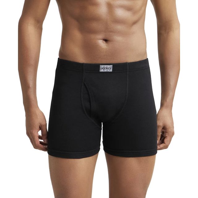 Jockey 8008 Men's Super Combed Cotton Boxer Brief | Ultrasoft Durable Waistband | Black - XL