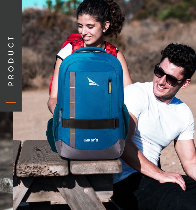 Lunar's Unisex Modern Polyester 48L Padded Shoulder Strap Laptop Backpack | Aqua Blue - 15.6 Inches
