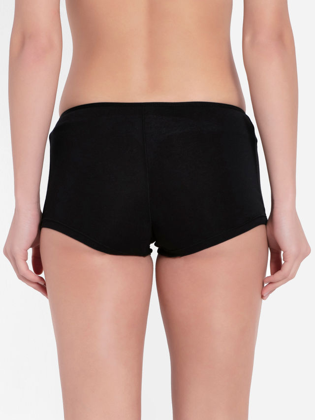 Jockey SS04 Women's Super Combed Cotton Elastane Stretch BoyShorts|Concealed Waistband | Black-S