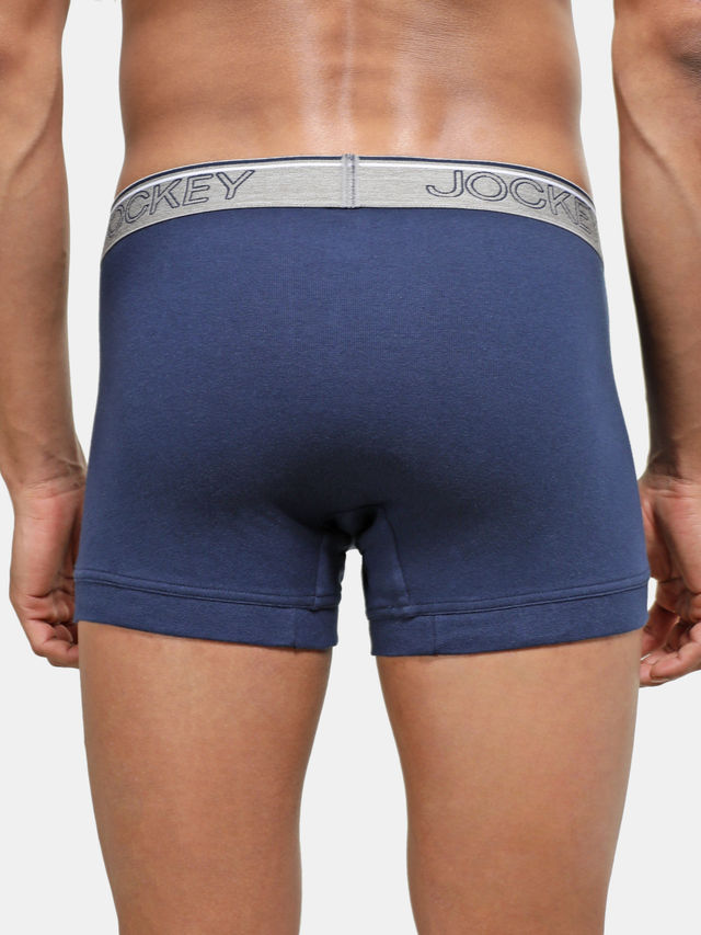 Jockey 8015 Men's Super Combed Cotton Rib Solid Trunk|Ultrasoft Waistband|PO2 | Navy-S