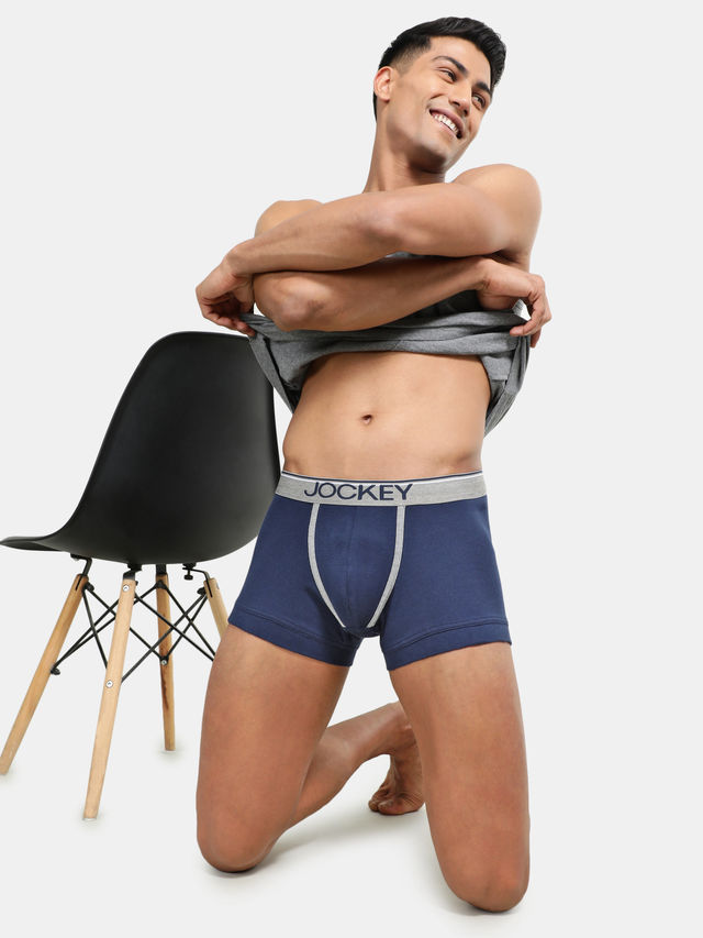 Jockey Men's Solid Super Combed Cotton Trunk | Navy - L