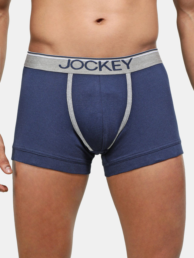 Jockey 8015 Men's Super Combed Cotton Rib Solid Trunk|Ultrasoft Waistband|PO2 | Navy-S