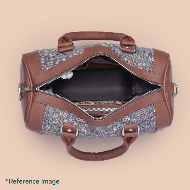 Zouk Women's Ikat Fabric and Vegan Leather 8.1 L Handbag | Multicolour - One Size