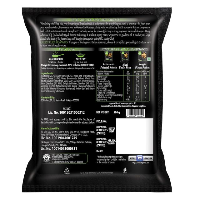 ITC Master Chef Cheesy Corn Triangle Nugget | Goodness of Protein | With Cheddar Cheese | 28 pieces
