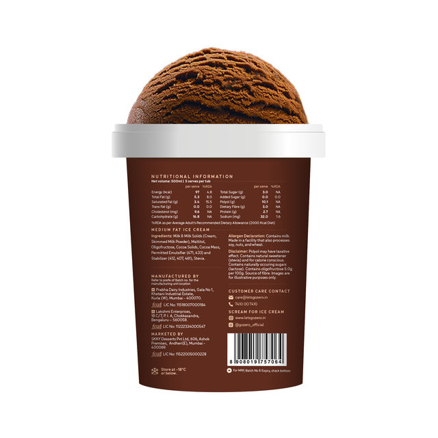 Go Zero Belgian Dark Chocolate Low Calorie Guilt Free Ice Cream Tub 500 ml Combo