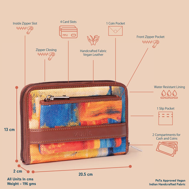 Zouk Women's Vegan Leather Wallets | Brown and Blue - Free Size