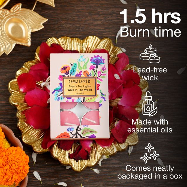 Soulflower Tea Light Candle, Walk In The Wood| Rakhi Gift for Brother & Sister