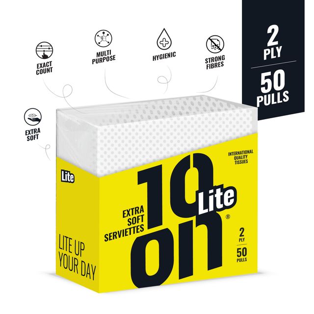 10On Lite 2Ply Table Top Tissue Napkins | 50 Pulls 1 pc X 2 Combo