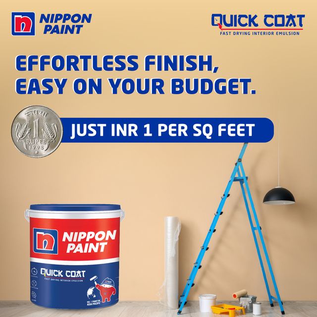 Nippon Paint Quick Coat 10kg | White Interior Paint | Smooth & Durable Finish