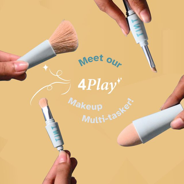 Tint Cosmetics 4Play 4 In 1 Make Up Brush Set For Multipurpose Includes Foundation Brush,Face Brush