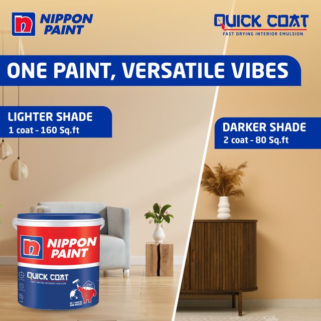 Nippon Paint Quick Coat 10kg | White Interior Paint | Smooth & Durable Finish