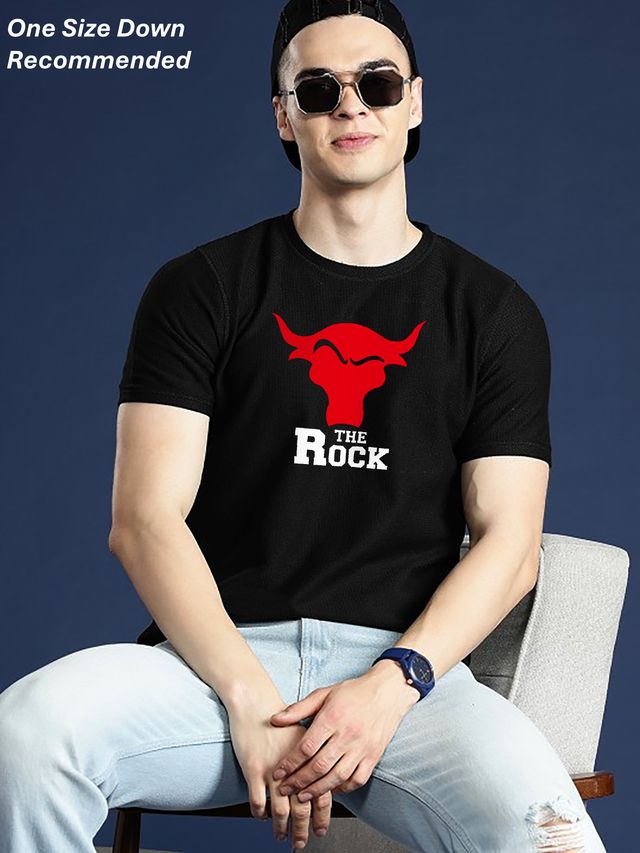 De Tees Men's Half Sleeve T-shirt | MHS-ROCK | Black - XXL