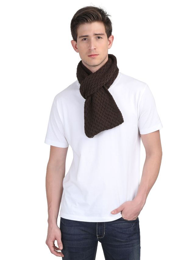 Fabseasons Men's Acrylic Muffler | Dark Brown - Free Size