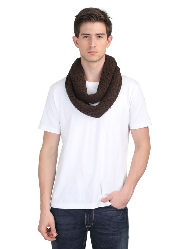 Fabseasons Men's Acrylic Muffler | Dark Brown - Free Size