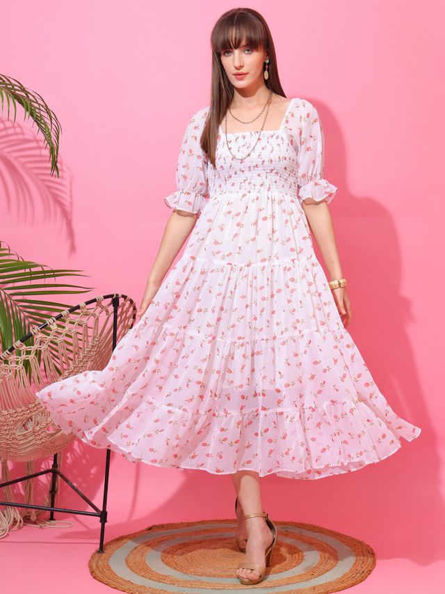 Sheetal Associates Women Georgette Fit And Flare Midi Calf Length