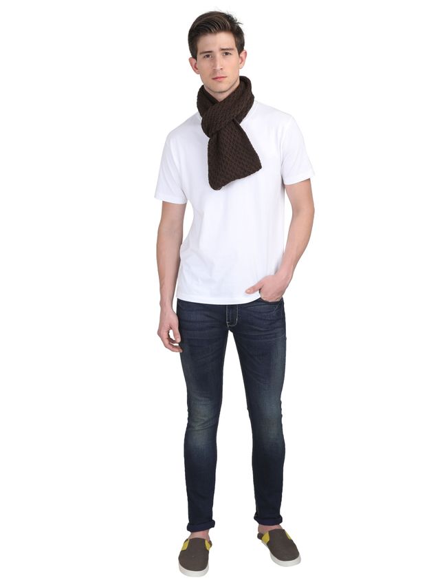 Fabseasons Men's Acrylic Muffler | Dark Brown - Free Size