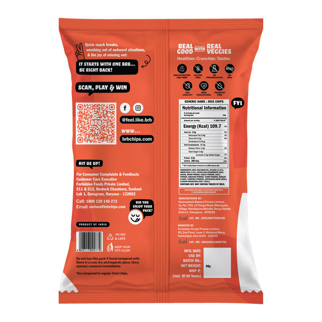 Brb Rice Popped Chips Peri Peri Flavour