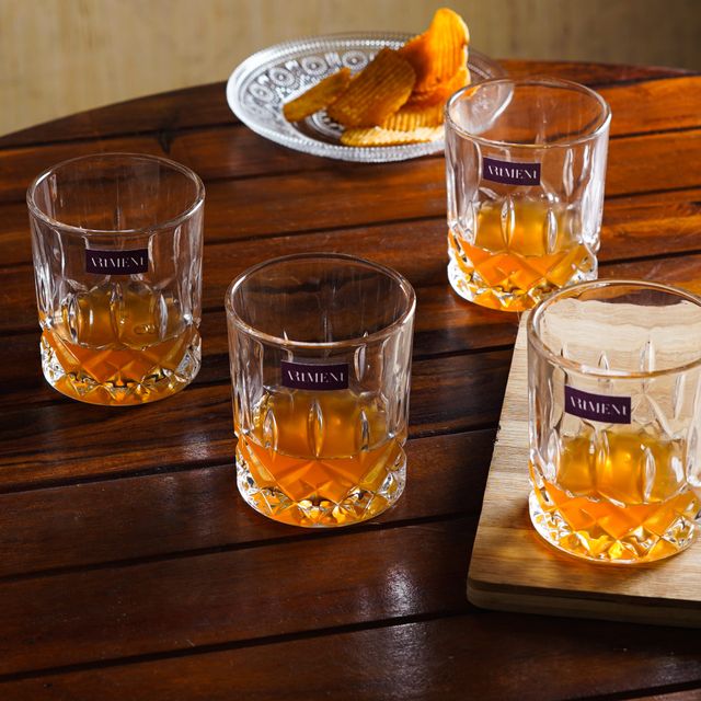 The Artment Sculpted Tumbler Whiskey Glasses Set of 4 (230 ML)