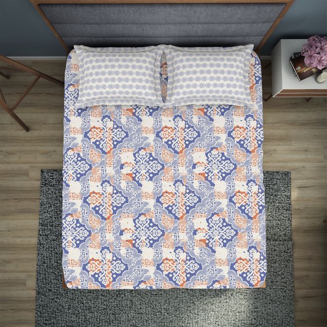 Jubilance By Welspun-Wrinkle Resistance Double Bedsheet Set Gifting Range - Geometric Violet