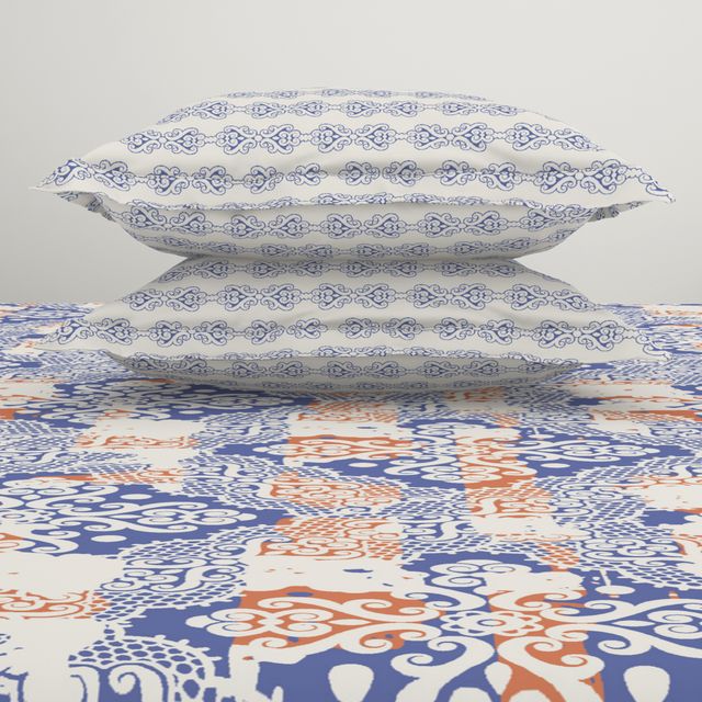 Jubilance By Welspun-Wrinkle Resistance Double Bedsheet Set Gifting Range - Geometric Violet