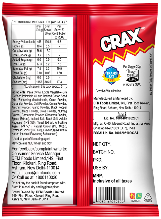 Crax Mast Mattar Namkeen Nut Mix(160gms) & Crax Double Mazza Namkeen Peanut Mix(160gms) Combo