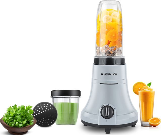 Longway Sage Juicer Mixer Grinder | 500 Watt | 2 Jars | Juicing with Powerful Motor | Gray&Black