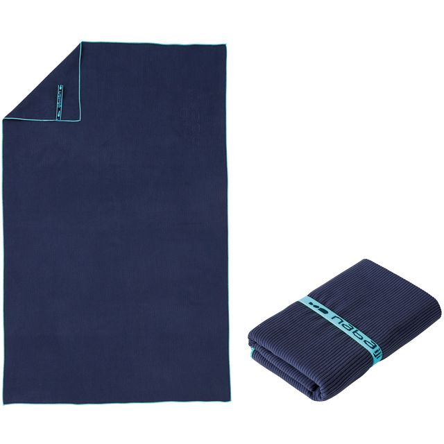 Nabaiji By Decathlon | Striped Microfiber Quickdry Towel L 80x130 cm - Dark Blue