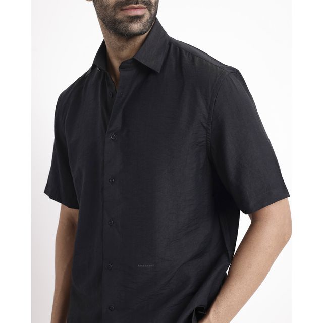 Rare Rabbit Men's Blois Primary Shirt | Black - M